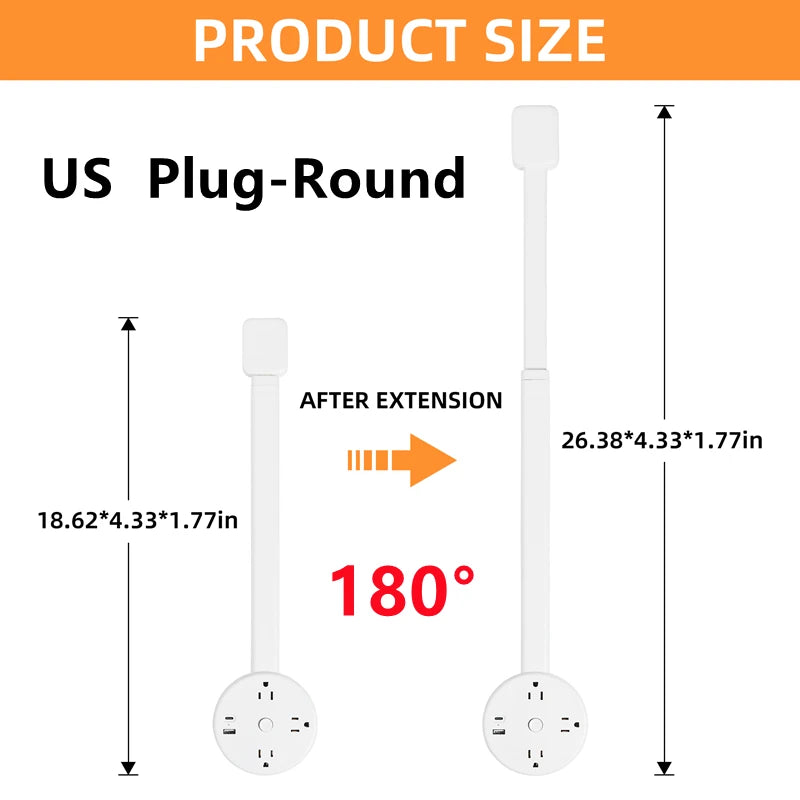 Retractable Socket Rotates Electrical Outlet Extender Charging Extension Power Socket Strip Socket Extender for Sofa Table