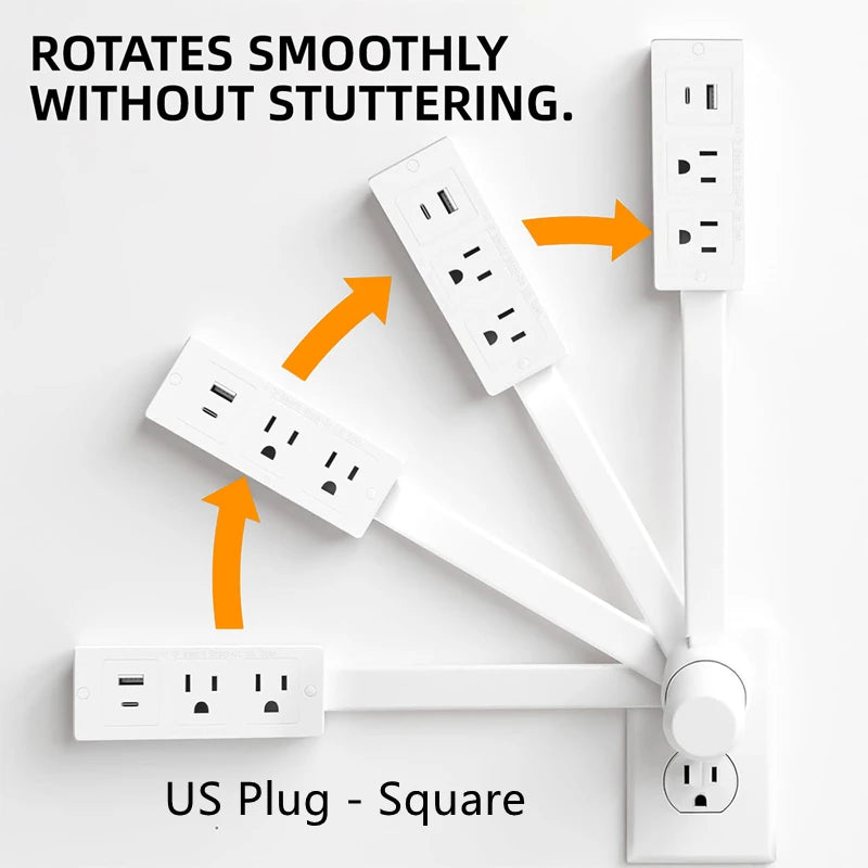 Retractable Socket Rotates Electrical Outlet Extender Charging Extension Power Socket Strip Socket Extender for Sofa Table